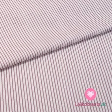 Bavlnené plátno pastelovo fialové prúžky na biele