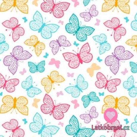 Teplákovina motýlci barevní (růžový, modrý, žlutý)- ZBYTKY