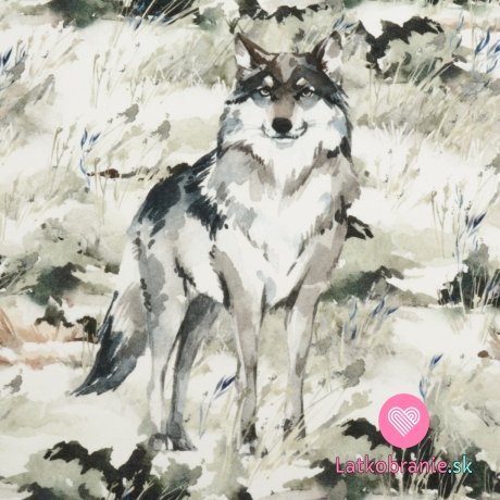 Bavlnený panel vlk v lese 40x40cm