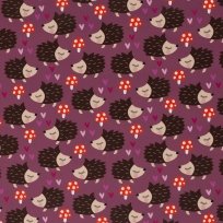 Softshell potisk ježci s muchomůrkami na růžové s fleecem