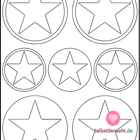 Weißes Bügeleisen auf Stern im Kreis (7 Stück)