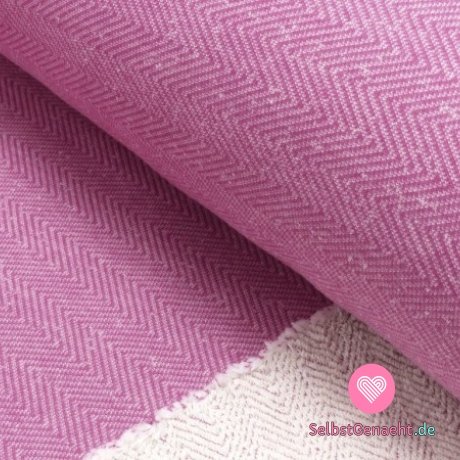 Pullover mit Fischgrätenmuster, einfarbig rosa