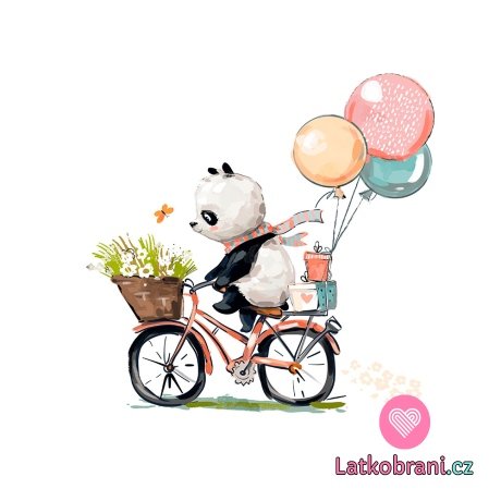 Panel panda na kole s balónky na bílé