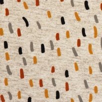 French Terryn drucken senffarbenes Konfetti auf beigen Grund