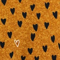French Terryn drucken Herzen auf einem Ziegelsteinhintergrund mit Jeanseffekt