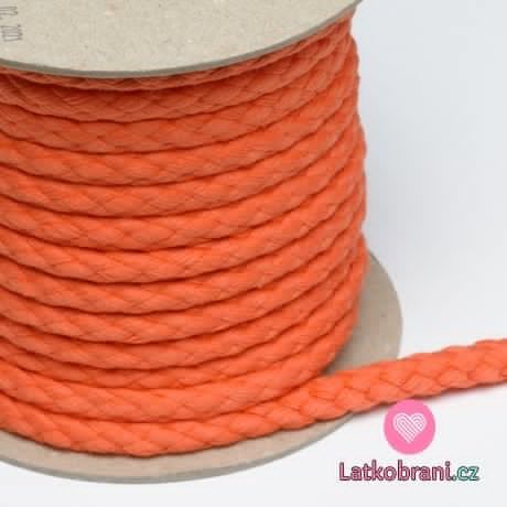 Šňůra oděvní bavlněná oranžová 8,8 mm