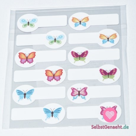 Bügeln-Namensschilder 24 Stück - Schmetterlinge