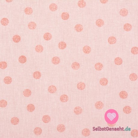 Baumwoll-Canvas, bedruckt mit glitzernden Ziegelsteinpunkten auf Rosa