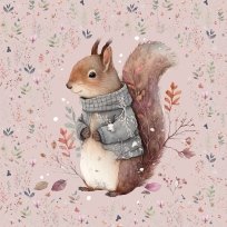 Panel M veverička v kabátiku na ružové