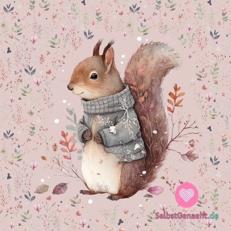 Panel M Eichhörnchen im Mantel auf Rosa