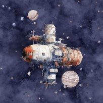 Raumschiff-Panel auf Blau