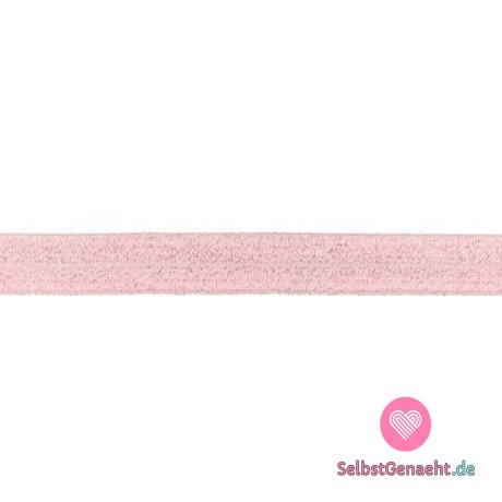 Schrägstreifen / Einfassung elastisch rosa mit Lurex