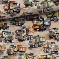 T-Shirt mit Aufdruck Truck – Muldenkipper auf Hellbraun