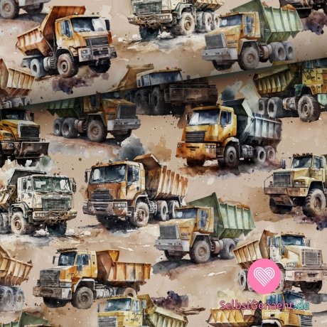 T-Shirt mit Aufdruck Truck – Muldenkipper auf Hellbraun