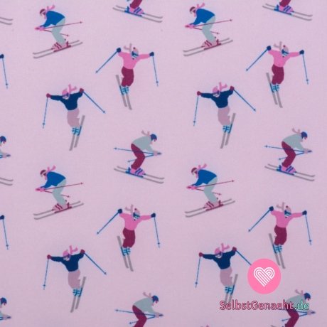 Softshell Winter - Skifahrer auf rosa bedrucken