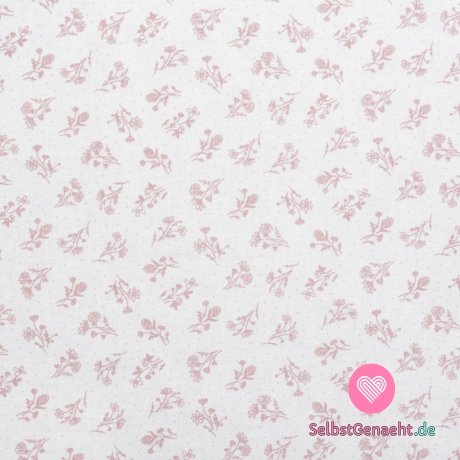 Baumwoll-Canvas mit zartem Blumendruck auf Ecru