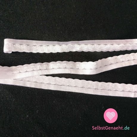 Dessous elastisch, dekorativ weiß 14 mm