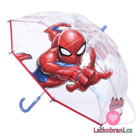Dětský vystřelovací deštník Spiderman, průhledný
