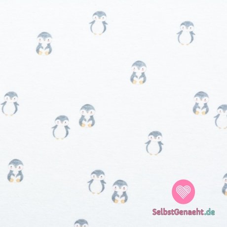Strickdruck mit kleinen Pinguinen auf Weiß