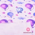 Teplákovina potisk fialovo-modré balóny v obláčcích