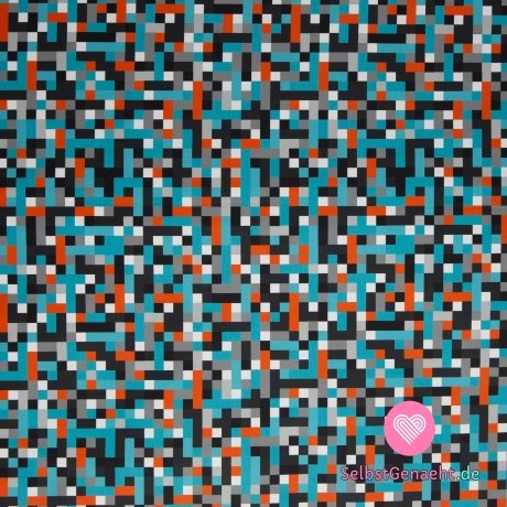 Softshell mit blauem Pixel-Print-Fleece
