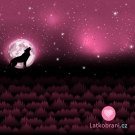Panel Wolf Moon - vlk za úplňku na růžové