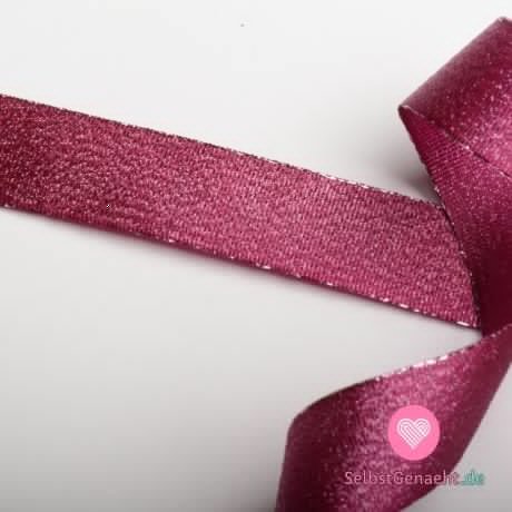 Lurexband bordeaux - rosa 25 mm
