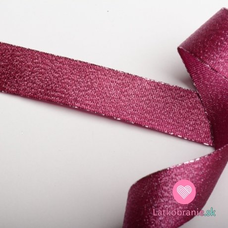 Stuha lurexové vínovo - ružová 25 mm