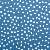 Funkční úplet "mléčné hedvábí" bílé nepravidelné puntíky na modré