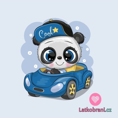 Panel cool panda v modrém autíčku
