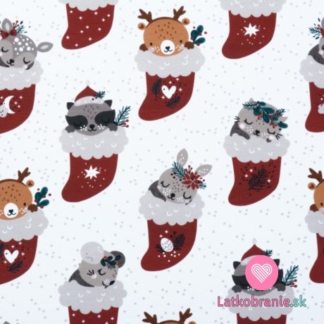 Teplákovina roztomilé zvieratká vo vianočnej pančuche