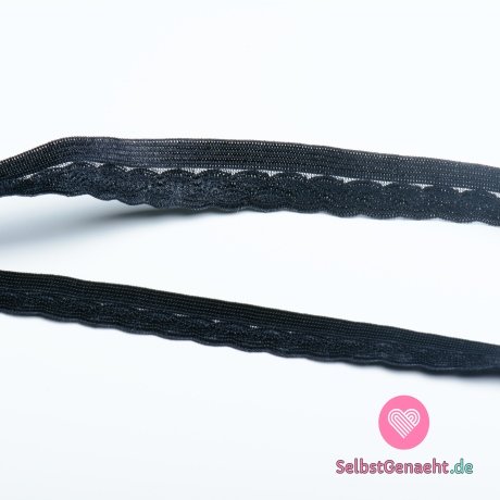 Dessous elastisch, dekorativ schwarz 14 mm