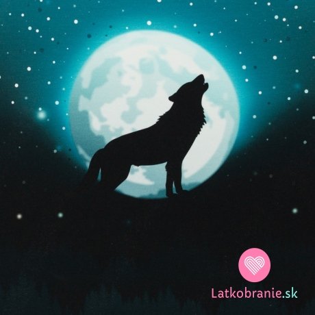 Panel Wolf Moon - vlk za splnu na tyrkysové
