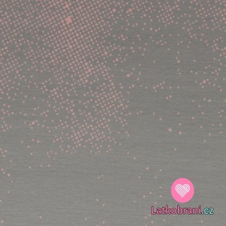 Úplet nepravidelné růžové puntíky na šedé 