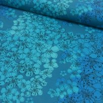 Softshell s fleecom potlač kvety na modrej
