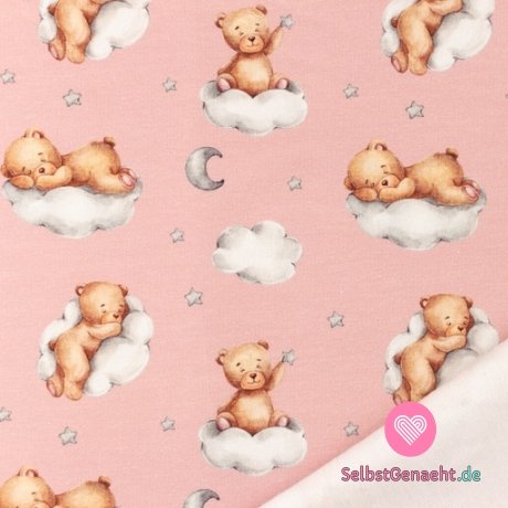 Trainingsanzug gekämmter Print schlafender Teddybär auf rosa