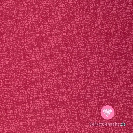 Baumwollleinen mit kleinen rosa Tupfen auf Himbeere